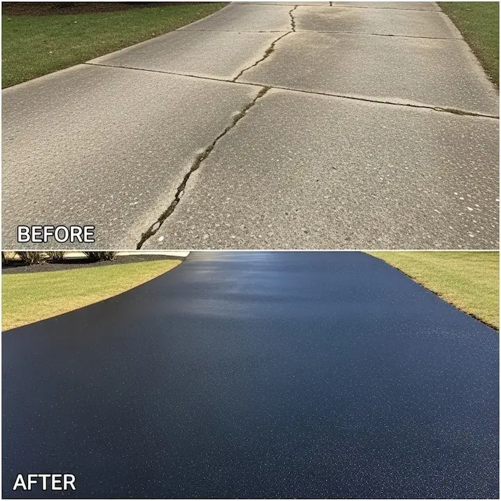 Before and After image of Sealcoating Work